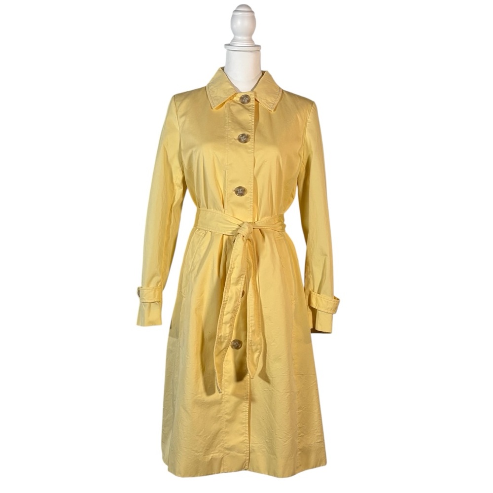 LOFT Butter Yellow Belted Trench Coat Women’s S Mid Calf Casual Chic